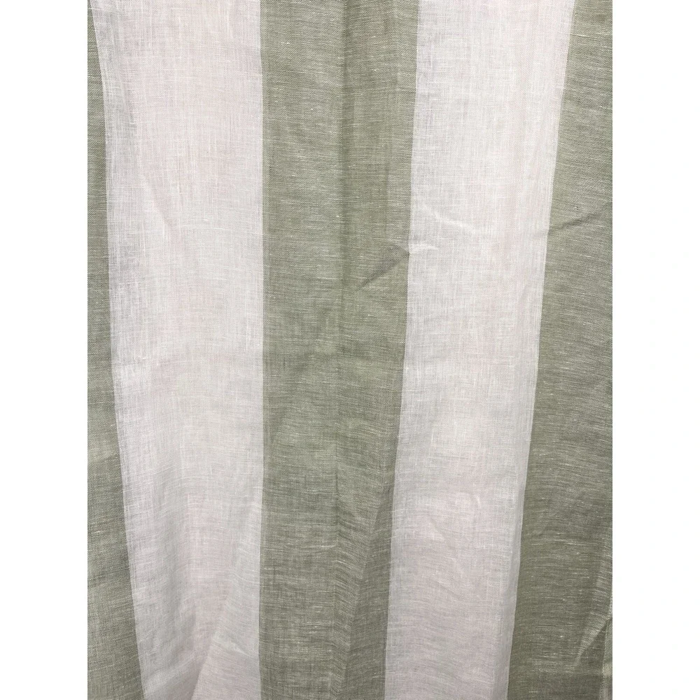 Restoration Hardware Masters of Linen Curtain Sheer Stripe Celadon Cream 50x96
